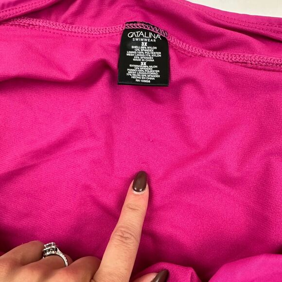 NWT Catalina Swimwear Pink Faux Wrap Skort Skirt W/ Shorts Plus Size 3X Stretch - Picture 8 of 11